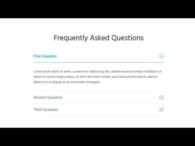 FAQs | Accordion Menu | Javascript & HTML/CSS