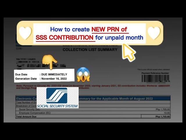 how to create new prn contribution for unpaid applicable months || SSS || Employer