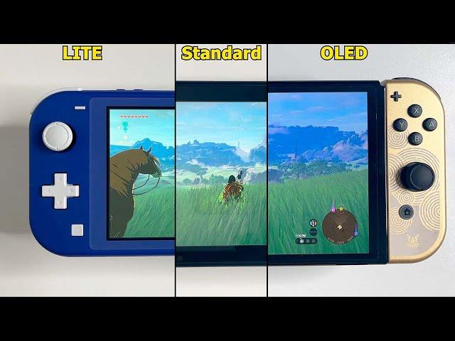 Zelda TOTK side by side Comparison | Nintendo Switch LITE vs. Standard vs. OLED