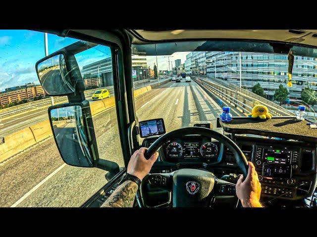 ASMR  POV Truck Driving Scania R500 | Stokholm Sweden Loading Flowers | 4k HD |