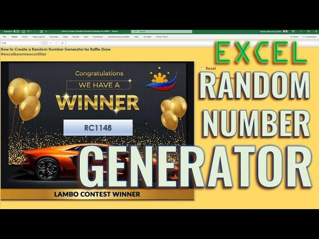 How to Create Random Number Generator for Raffle Draw  #excel #microsoftexcel #excelbyromeocostillas