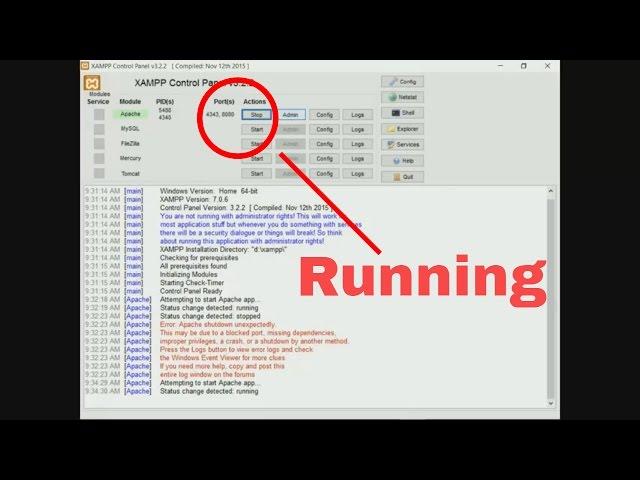 Xampp Apache not Starting :  xampp apache not running problem