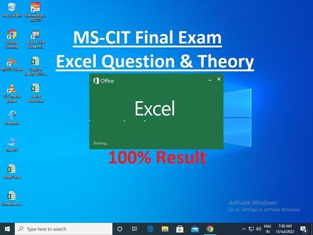 MSCIT Final Exam Excel Question