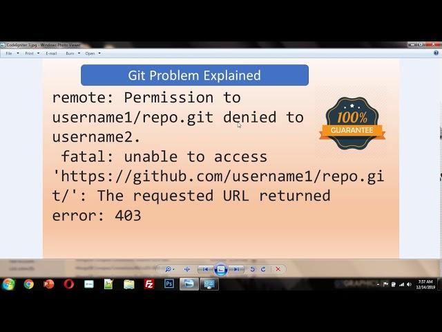 Unable to Push to Github Error 403 | git credentials windows | remote: permission to denied to