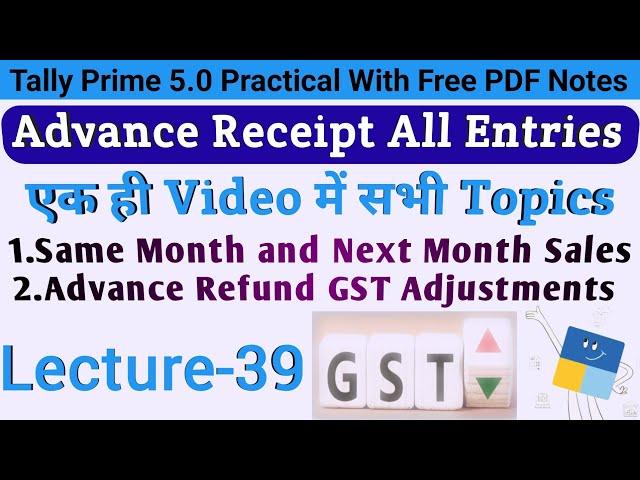 Advance Receipt Entry In Tally Prime | Journal Voucher GST Adjustment Entry | Advance Refund Entry