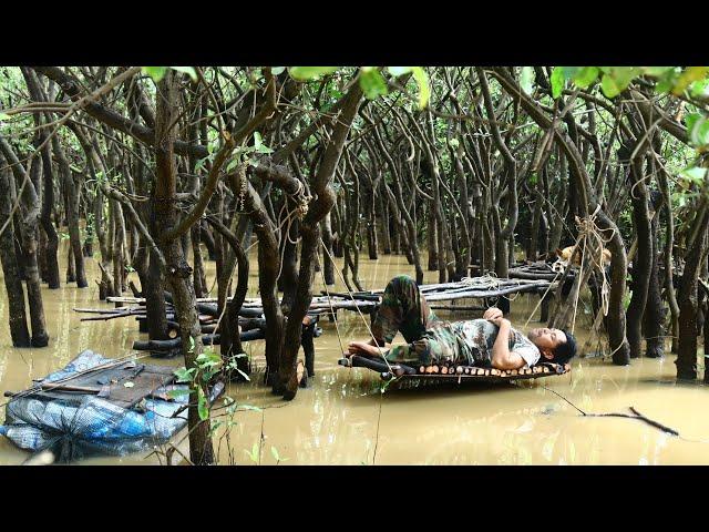 Bushcraft with my dogs in flooded forest - Bushcraft Time