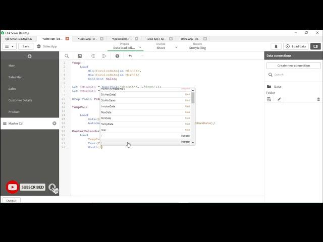 Qlik Sense Tutorial | Qlik Sense Master Calendar | Resident Table | Inline Function | Qlikview Code