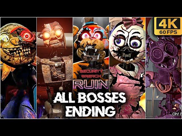 FNAF Security Breach RUIN DLC All Bosses + Ending (4K60fps)