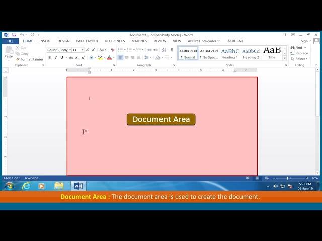 COMPONENTS OF MS WORD WINDOW
