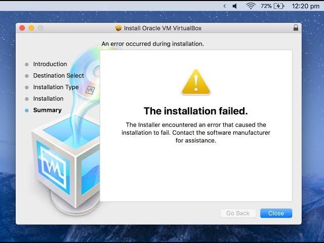 VirtualBox installation failed problem solved on Mac | Elitetips