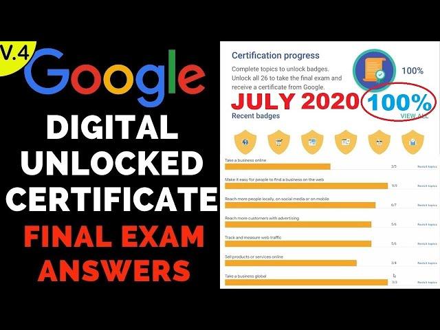 FREE Google Certificate Google Digital Unlocked  Final exam answer 2020    100% true