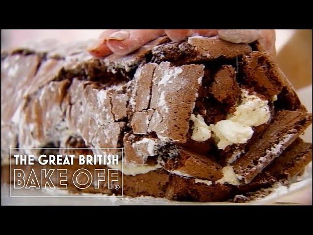 How to roll a chocolate roulade with Mary Berry Pt 3 | The Great British Bake Off