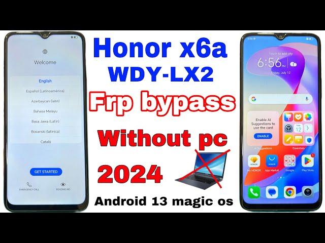 honor x6a frp bypass / honor x6a frp unlock / honor x6a frp bypass android 13 / honor wdy-lx2 frp