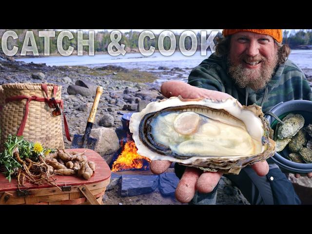 Wild Maine Oyster Rockefeller Catch Clean & Cook On The Beach