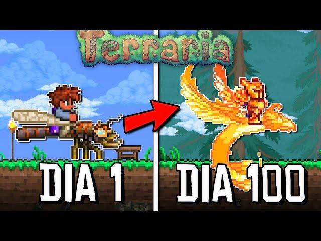 PASSEI 100 DIAS NO TERRARIA APENAS DE MONTARIAS