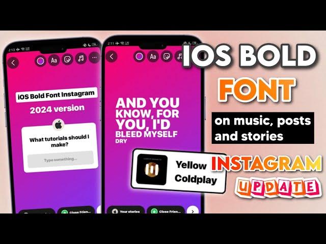 Instagram with iOS Bold Font on Music Lyrics, Posts and Stories on Android