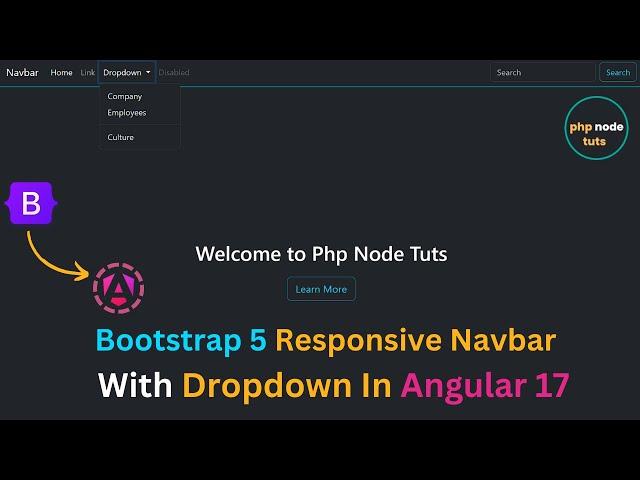 Bootstrap 5 Responsive Navbar with Dropdown in Angular 17 |Bootstrap Navbar in Angular 17