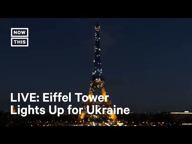 Eiffel Tower Lights Up with Ukrainian Flag Colors I LIVE