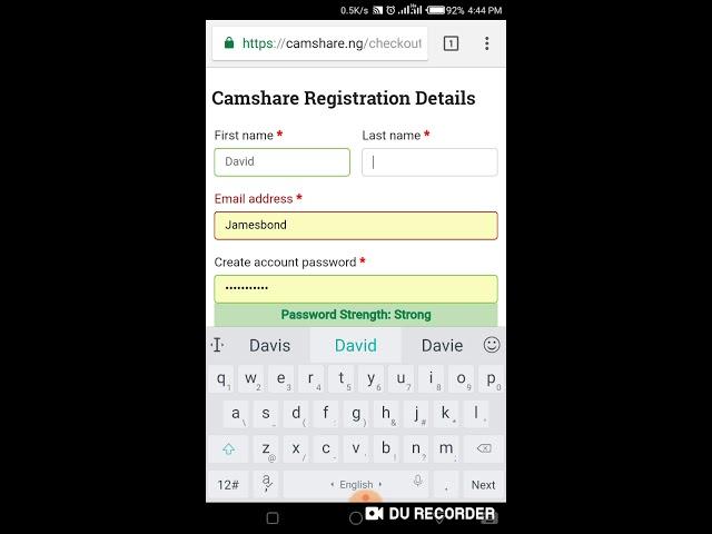 How to register on Camshare Inc