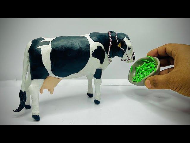 Sculpture: How to make Cow with Clay, Clay craft,Clay modelling,Clay animal art