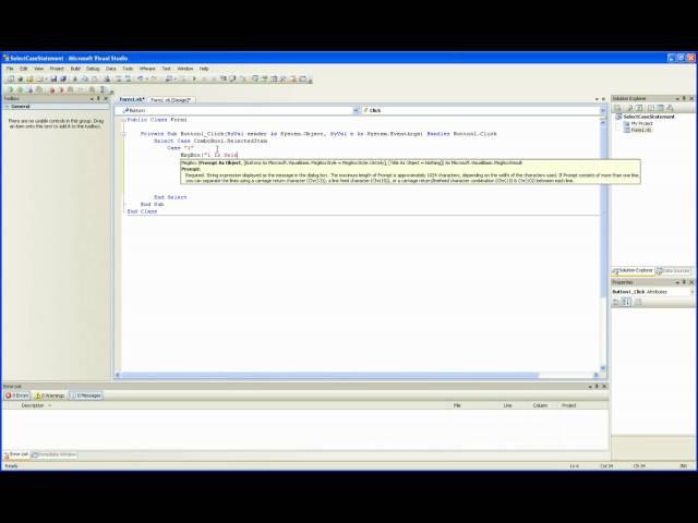 Visual Basic .net Tutorial 6: Select Case Statements