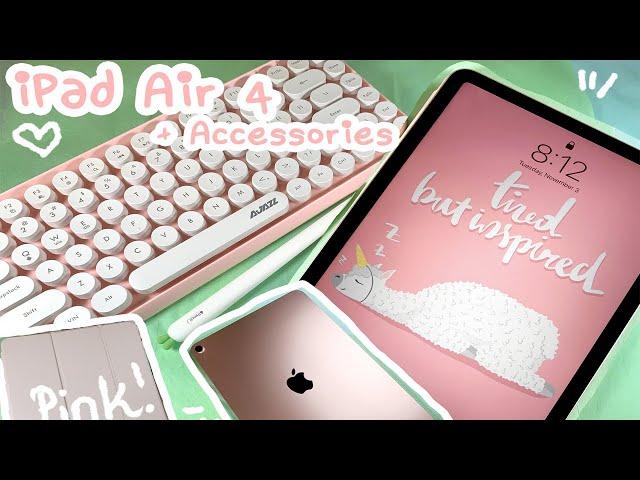 NEW iPad Air 4 Rose Gold Pink Cute Unboxing + Accessories Review