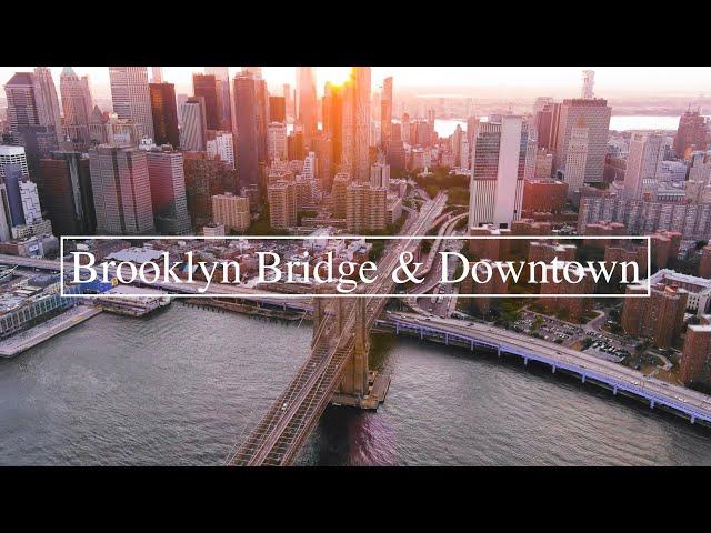 4k Brooklyn Bridge Drone Downtown