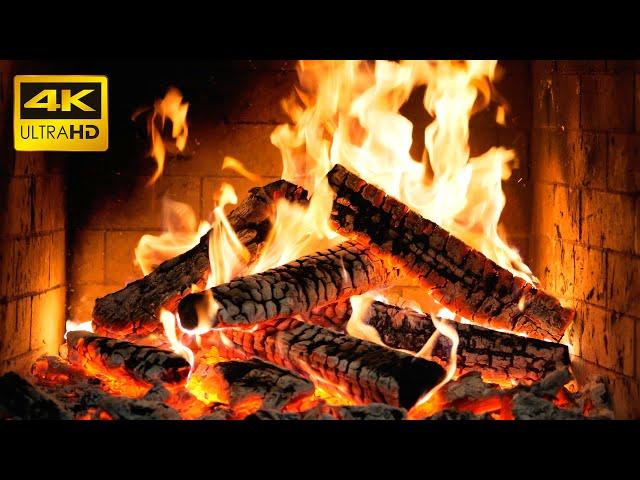  Cozy Fireplace Ambiance with Soothing Fire Sounds and Burning Logs for a Peaceful Holiday Night 4K