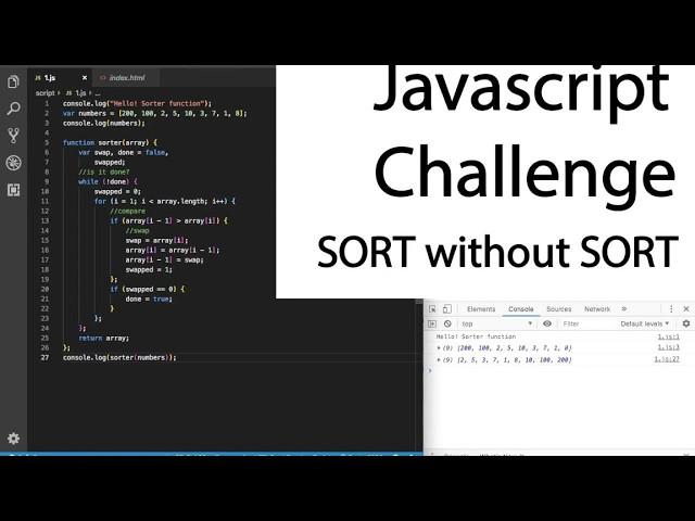 Javascript Challenge Sort Array without Built In Step By Step