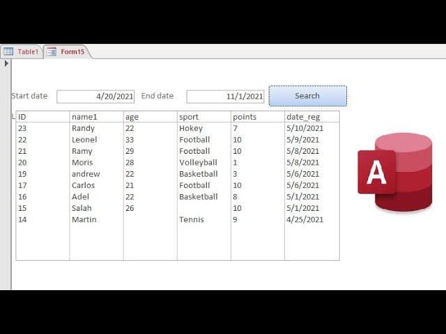 Microsoft Access Form| search data between two dates in listbox  Using VBA  in access forms