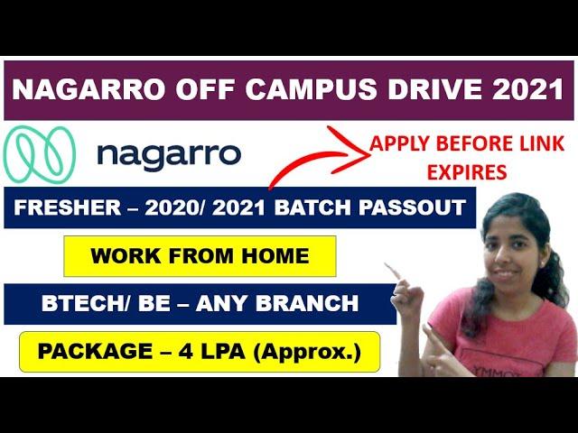 Nagarro Off campus Drive 2021 | Work From Home Jobs | Freshers 2020/2021 Batch | Any Branch