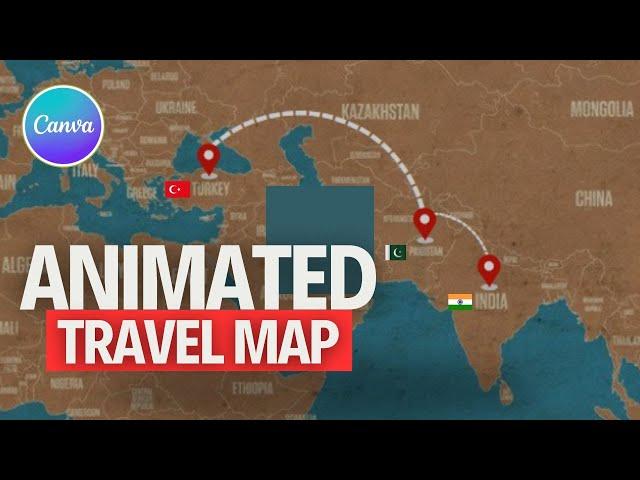 How To Create Travel Map Animation | Flight Route Animation | Canva Tutorial | 2024