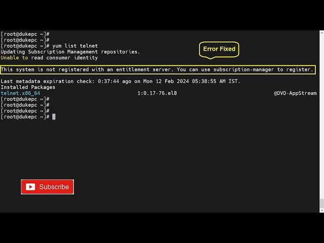 This system is not registered with an entitlement server. | Yum Error in RHEL-8 Server [SOLVED]