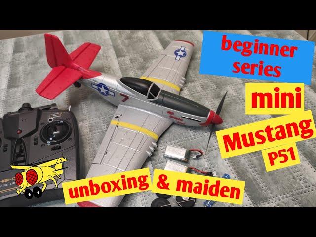 Eachine Mini Mustang P-51D 400mm unboxing & Maiden flight Beginner RTF Volantex 761-5