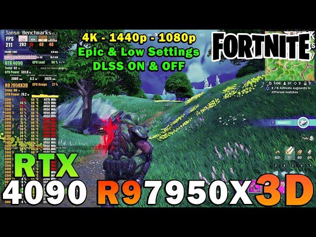 Fortnite | Ryzen 9 7950X3D | RTX 4090 | 4K - 1440p - 1080p | Epic & Low Settings | DX12