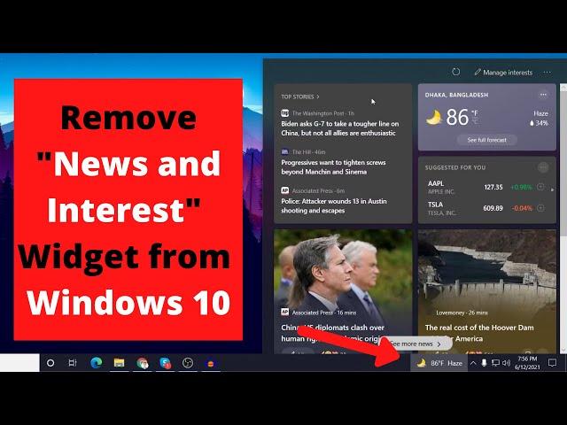 How to Remove "News and Interests" Widget from the taskbar Windows 10