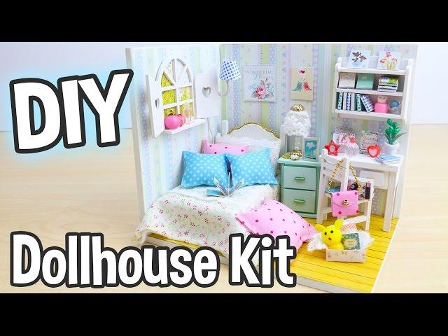 DIY Miniature Dollhouse Kit Bedroom Roombox with Working Lights!  Adabelle's Room