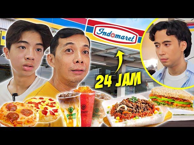 24 JAM MAKAN DI INDOMARET SAJA ! XAVIER & PAPA KETEMU ARTIS ?