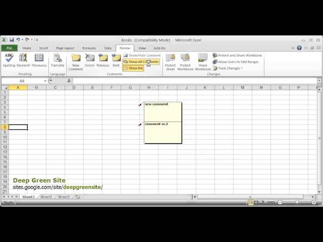 MS Excel 2010 / How to display/hide all comments