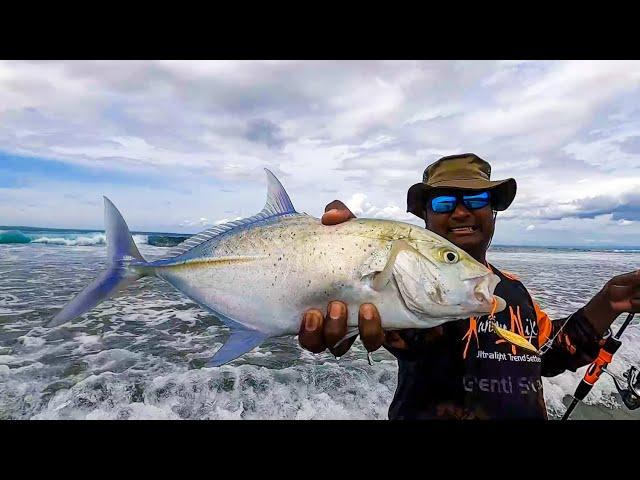 Bluefin Giant Trevally at Indonesia On Silau Spoon & Ultralight Fishing Setup