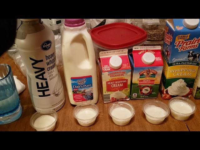 Cream Taste Test, 6 Brands (Kroger, Organic Valley, Dairy Pure, Land O Lakes, Countryside Creamery)