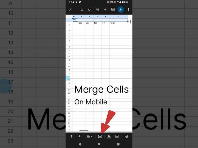 Merge Cells in Excel on mobile|| Cells ko merge karenge mobile se