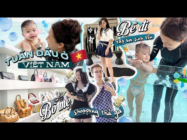 Vlog#130 TUẦN ĐẦU VỀ VIỆT NAM SHOPPING MUA ĐỒ HIỆU MẶC CẢ THÁNG/ ĐƯA KUNGFU ĐI TẬP BƠI SINH TỒN