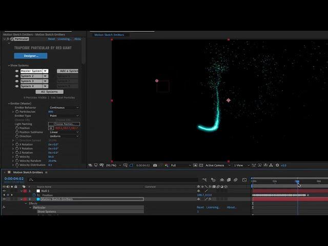 Motion Sketch Emitters  following hand drawn animation paths in Trapcode Particular