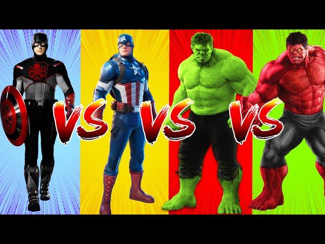 SUPERHERO COLOR DANCE CHALLENGE Captain America vs Captain Hydra vs Hulk vs Red Hulk