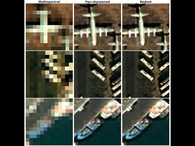 Super-resolution of multispectral satellite images using convolutional neural networks