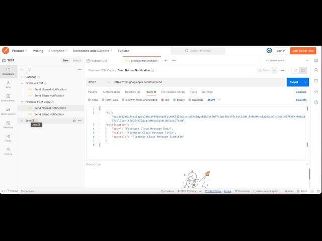 Firebase send push notification using postman example.
