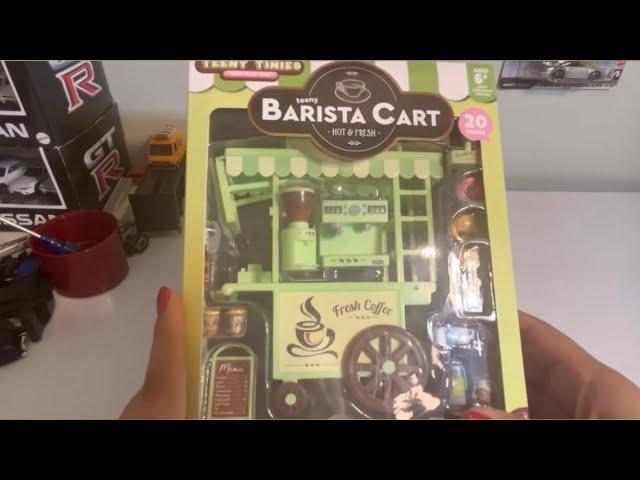 ASMR unboxing Teeny Tinies Barista coffee Cart