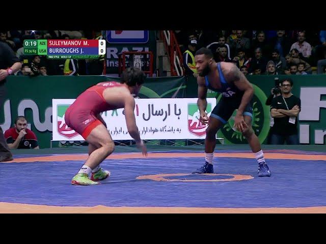 Round 3 FS - 74 kg: J. BURROUGHS (USA) df. M. SULEYMANOV (AZE) by DQ, 4-5