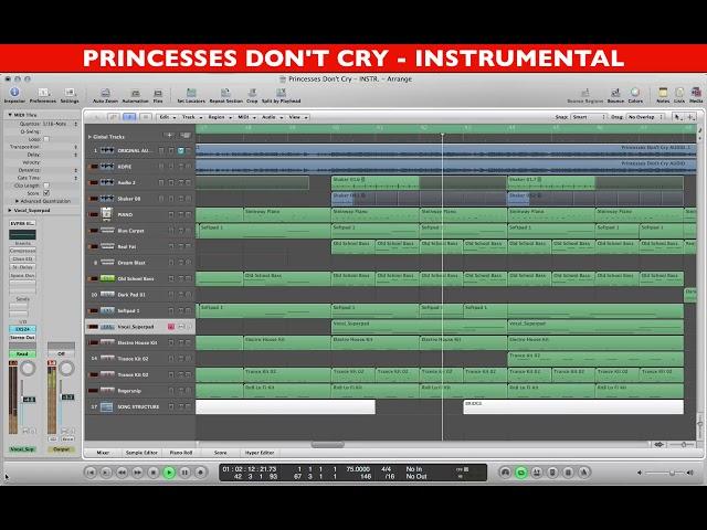 Princesses Don't Cry - Instrumental/Karaoke Lyric Video with original backing vocals